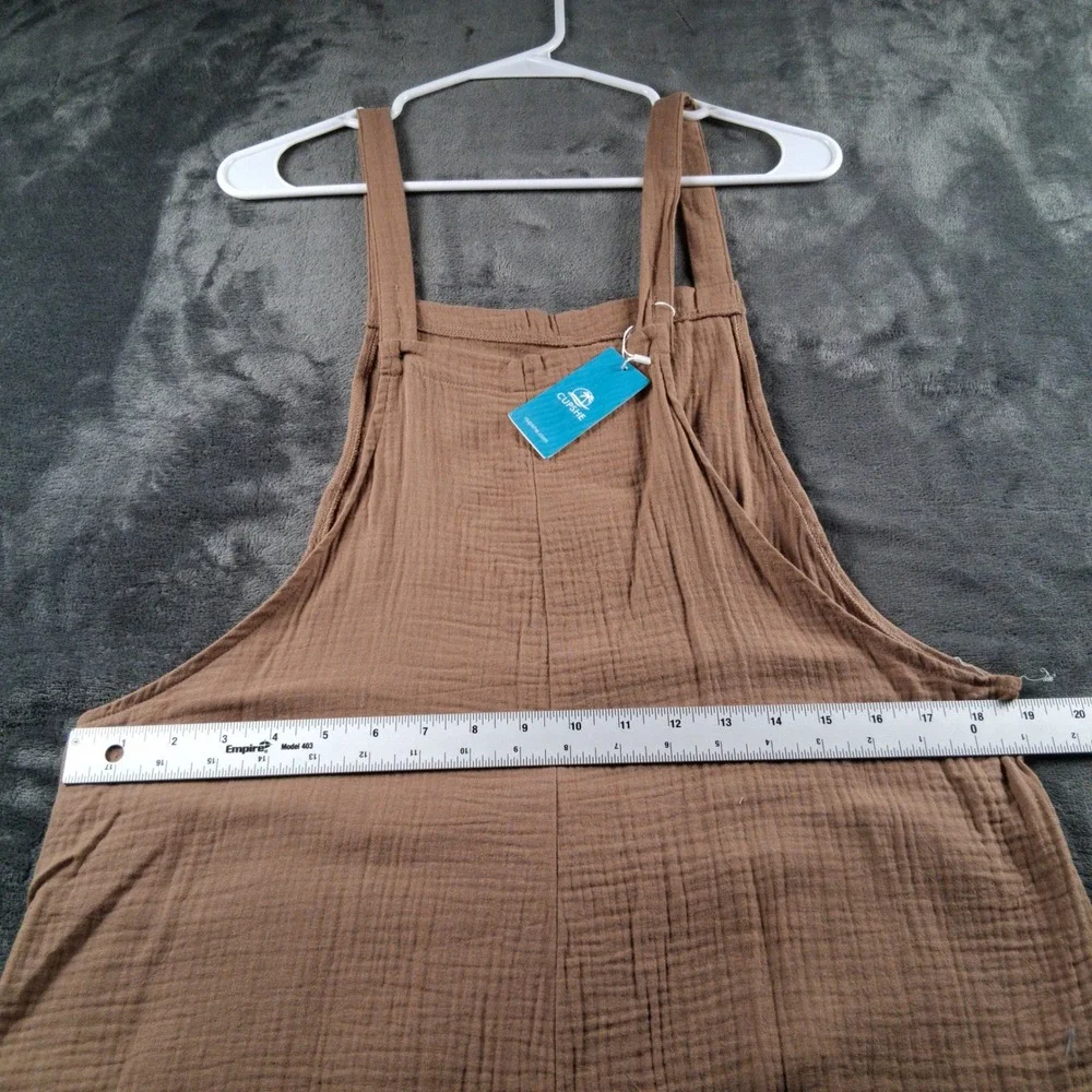 NWT CUPSHE Cotton Gauze Romper Womens Size Medium Brown Textured Pocket Jumpsuit - Picture 6 of 8